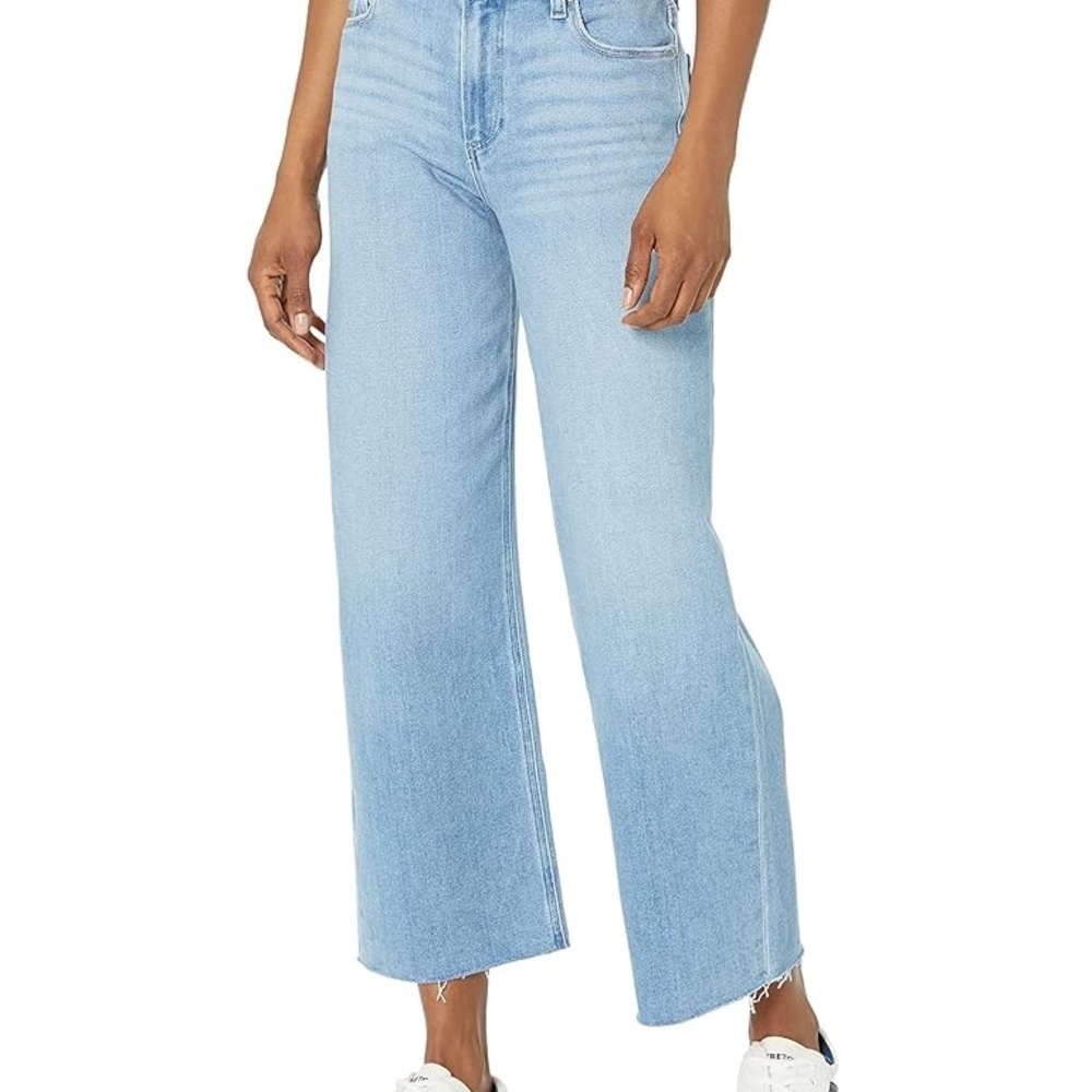 PAIGE Women's Nellie Raw Hem High Rise Cropped Wide Leg in Totally
